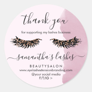 Eyelashes Pink Makeup Artist Thank You Classic Round Sticker