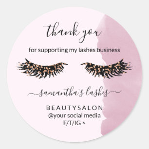 Eyelashes Pink Makeup Artist Thank You Classic Round Sticker