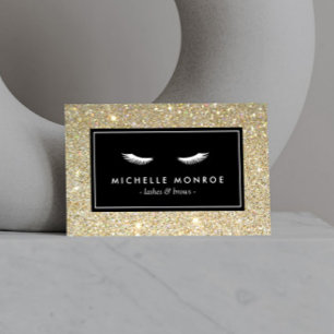 Eyelashes with Gold Glitter Business Card