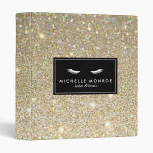 Eyelashes with Gold Glitter Personalized Binder