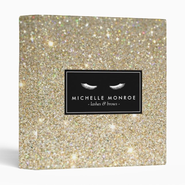Eyelashes with Gold Glitter Personalized Binder (Front/Spine)