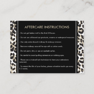 Eyelashes with Leopard Print Aftercare Card
