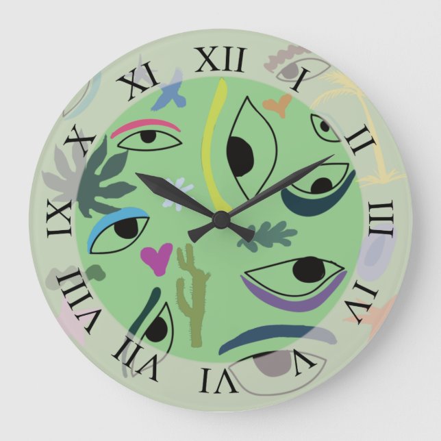 Eyes Abstract Art Pattern  Large Clock (Front)