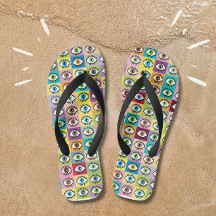Eyes all seeing sight good looking zany quirky flip flops