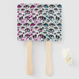 Eyes and Lashes Watercolor Florals Hand Fan