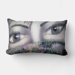 Eyes Behind Oriental Fan  Lumbar Pillow