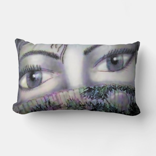 Eyes Behind Oriental Fan  Lumbar Pillow (Front)
