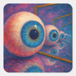 “Eyes Beyond Forever" - A Surreal Portrait Square Sticker