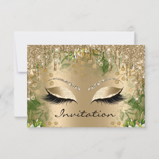 Eyes Bridal Shower Gold Glitter Spark Graduation Invitation (Back)