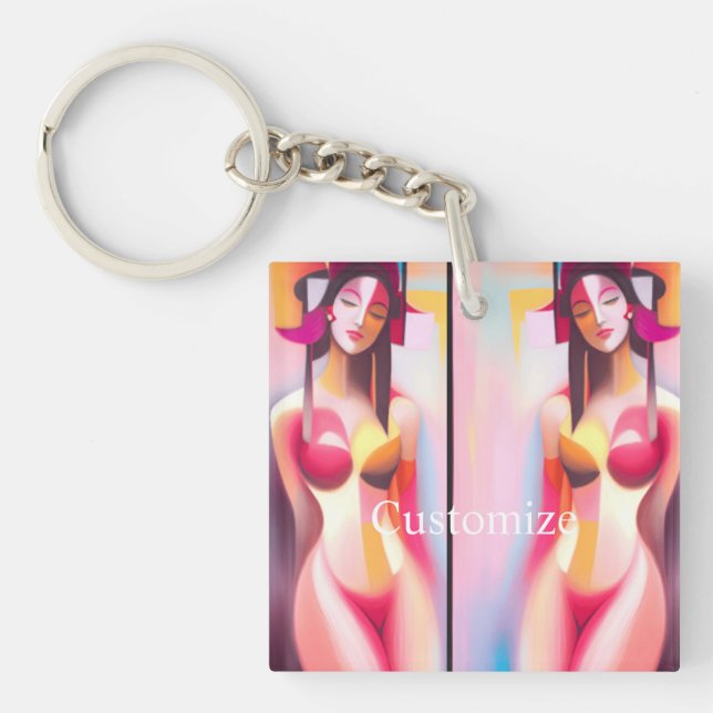 Eyes Closed Female Posing Thunder_Cove Keychain (Front)