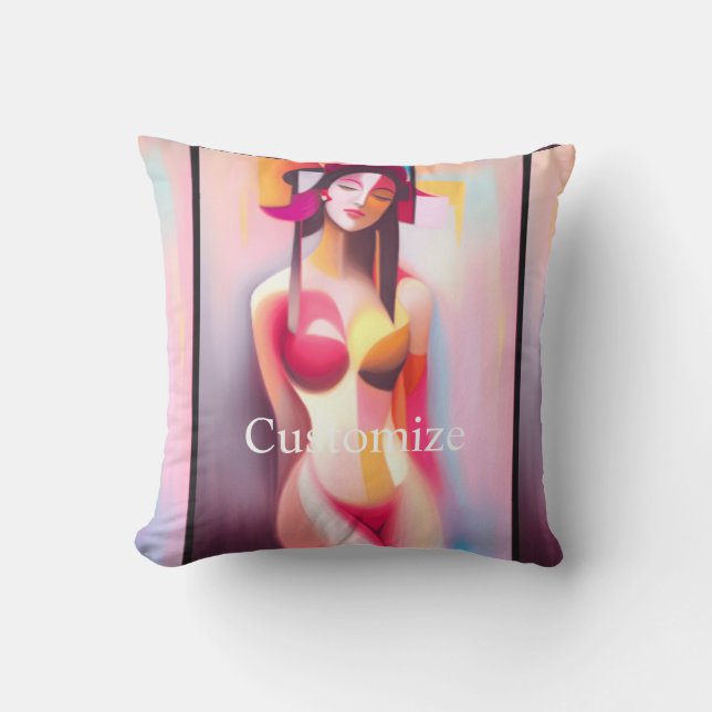 Eyes Closed Female Posing Thunder_Cove Throw Pillow (Front)