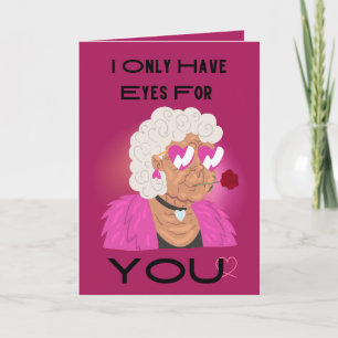 Eyes For You Old Woman With Pink Valentine's Day Holiday Card