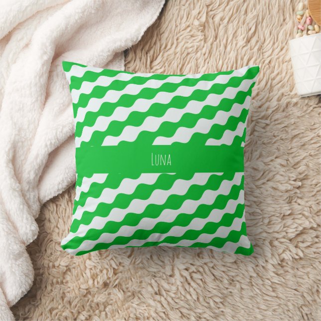 Eyes Green White Minimal Pattern Throw Pillow (Blanket)