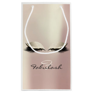 Eyes Lashe Minimal Elegant Name Monogram Rose Gold Small Gift Bag