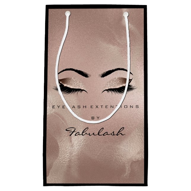 Eyes Lashes Blush Makeup Artist Rose Black Small Gift Bag (Front)
