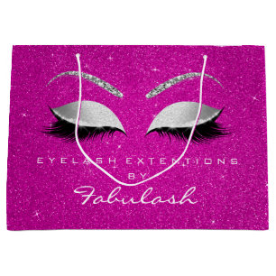 Eyes Lashes Blush Makeup Rose Hot Pink Silver Grey Large Gift Bag
