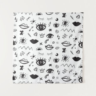 Eyes Motif: Trendy Vintage Pattern Tapestry