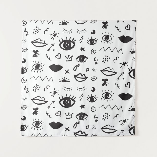 Eyes Motif: Trendy Vintage Pattern Tapestry (Front)