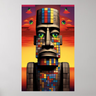 Eyes of the Moais Ken Gage Pop Surrealism Poster