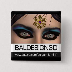 EYES OF THEDA /Baldesign3d 2 Inch Square Button