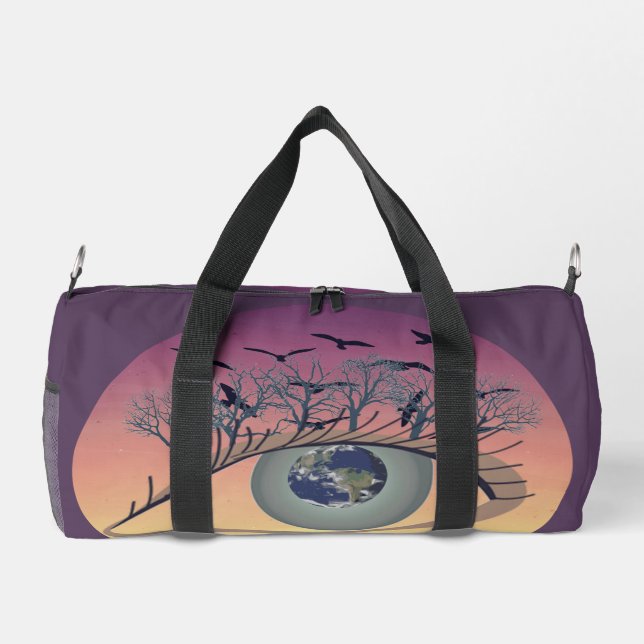Eyes on the world, earth and environment climate   duffle bag (Back)