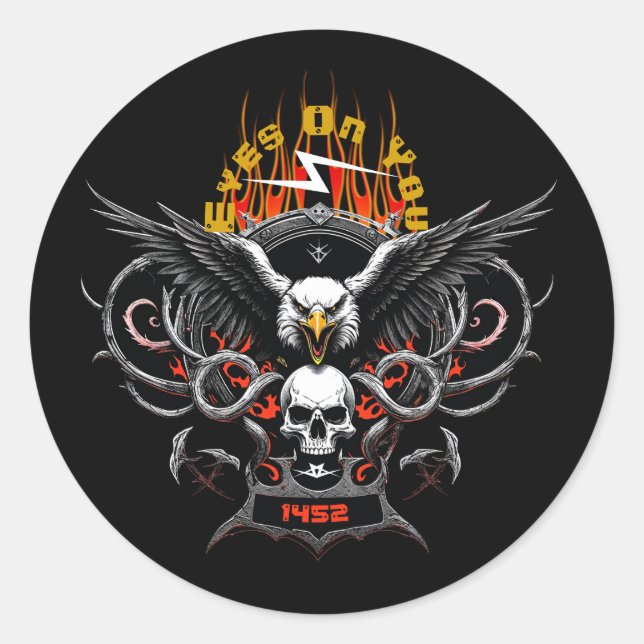 Eyes On You Fourteen Fifty Two Metal Rock Band Gig Classic Round Sticker (Front)