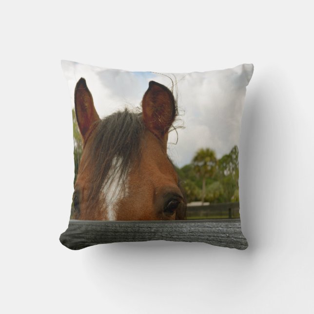 eyes over fence horse head throw pillow (Front)