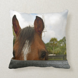 eyes over fence horse head throw pillow