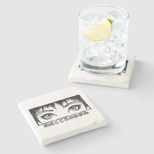 Eyes, The Window To The Soul, Manga Illustration Stone Coaster