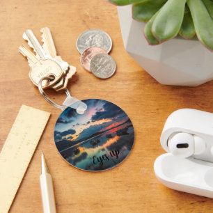 Eyes Up Inspirational   Sunset Reflection Keychain