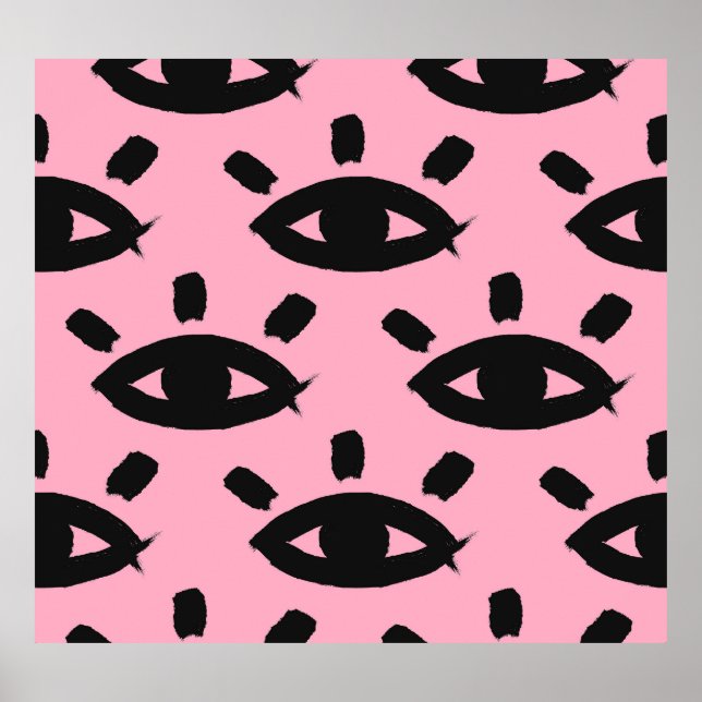 Eyes Watercolor Brush, Sketch Pattern. Poster (Front)