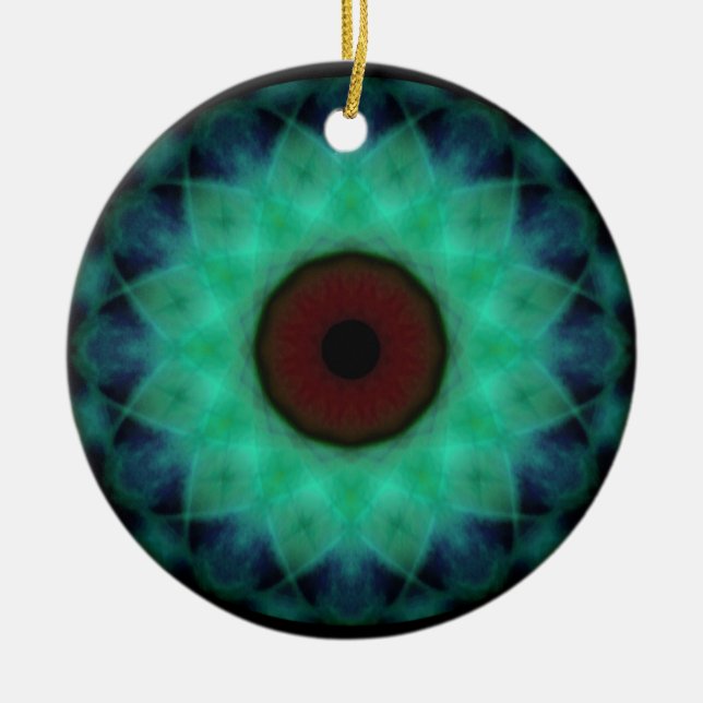 Eyesore Teal Evil Eye Ceramic Ornament (Front)
