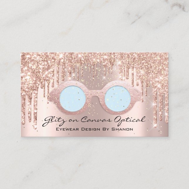 Eyewear Optical  Optometrist Eyeglasses Rose Blue Business Card (Front)