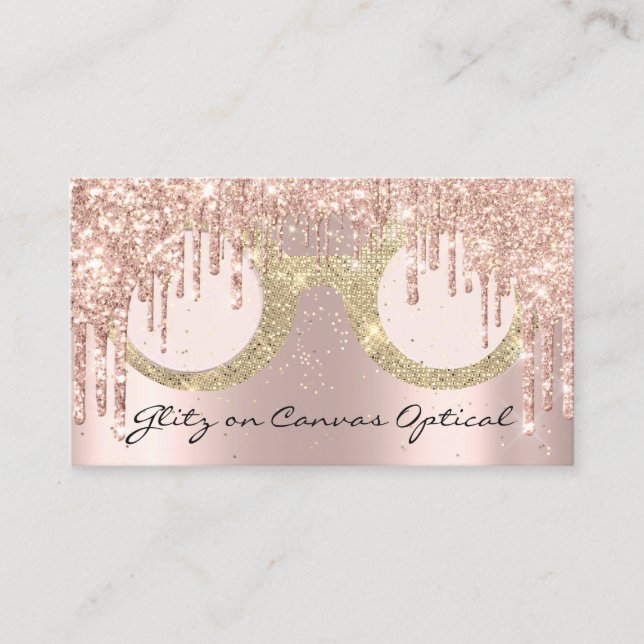 Eyewear Optical  Optometrist Eyeglasses Rose Gold Business Card (Front)