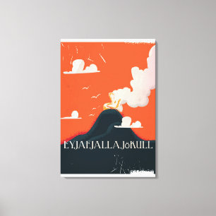 Eyjafjallajökull Volcano Travel Poster Canvas Print