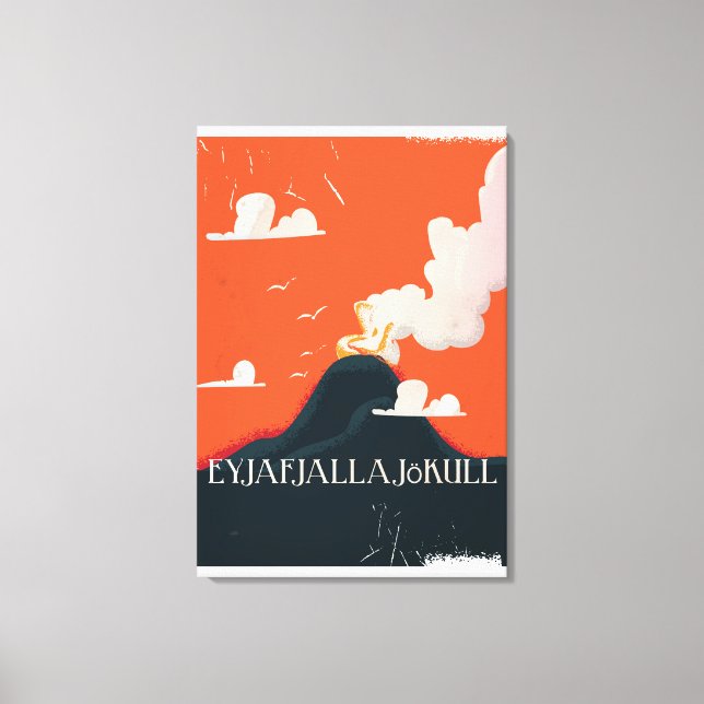 Eyjafjallajökull Volcano Travel Poster Canvas Print (Front)