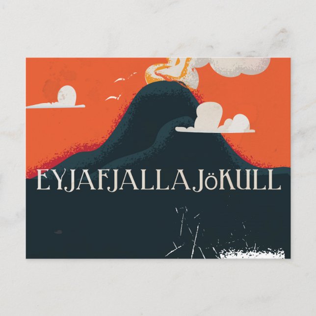 Eyjafjallajökull Volcano Travel Poster Postcard (Front)
