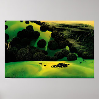 Eyvind Earle - Herd of Horses - Magic Realism Poster
