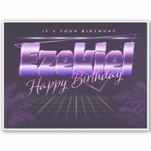 Ezekiel Name Vorname lila retro Sticker Geburtstag