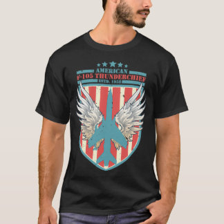 F105 Thunderchief Bomber Distressed US Flag T-Shirt