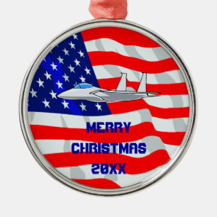 F15 Eagle Fighter Jet Flying Metal Ornament