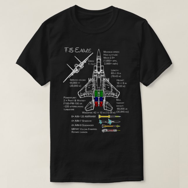 F15 Eagle Specs   Shirt Military Fighter Jet  (Design Front)