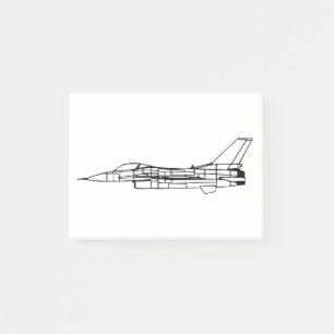 F16 Military Fighter Airplane Silhouette Post-it Notes