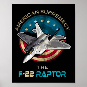 F22 Raptor American Patriotic Fighter Jet 4th Of J Poster