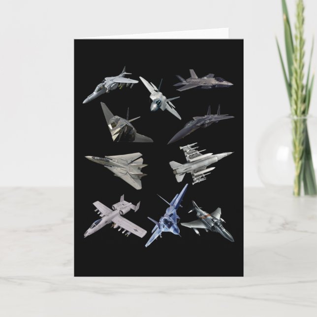 F22 Raptor F18 Hornet F4 Tomcat F35 F15 F16 F117 Card (Front)