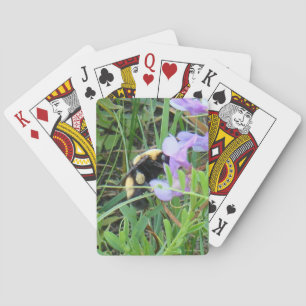 F2 Wild Bee on Purple Wildflowers Playing Cards