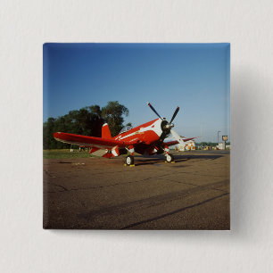 F2G-1D Super Corsair airplane at an air show in 2 Inch Square Button