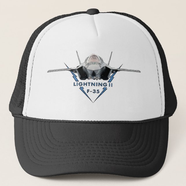 f35 jet lightning trucker hat (Front)