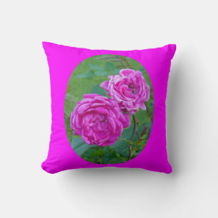 F38 Pink Garden Roses Throw Pillow