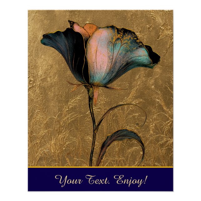 *~* F4  Elegant Flower Gold  Vintage 23 Poster (Front)